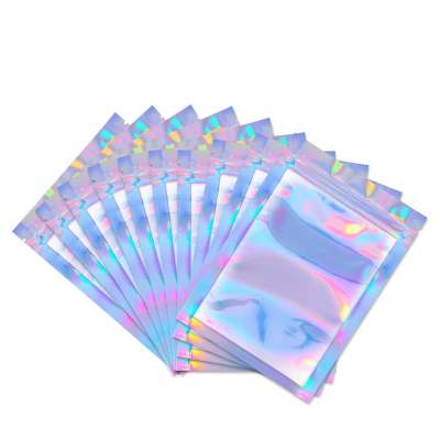 Customized Professional Good price of pink foil resealable plastic mylar holographic bag custom